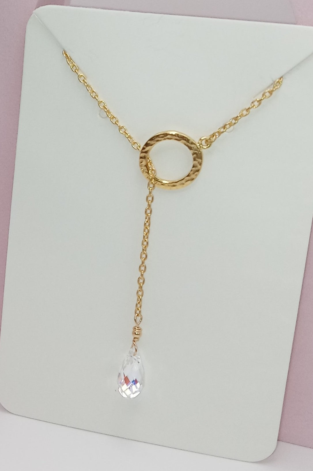 Limited Edition 14K Gold Plated Lariat necklace with Swarovski Crysta